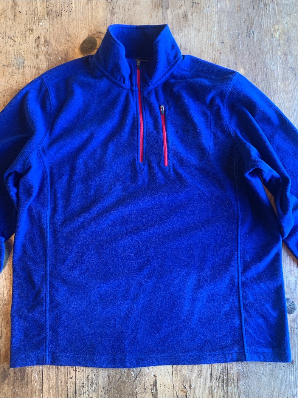 Eddie Bauer Royal Blue Quarter-Zip Fleece Pullover with Red Accents